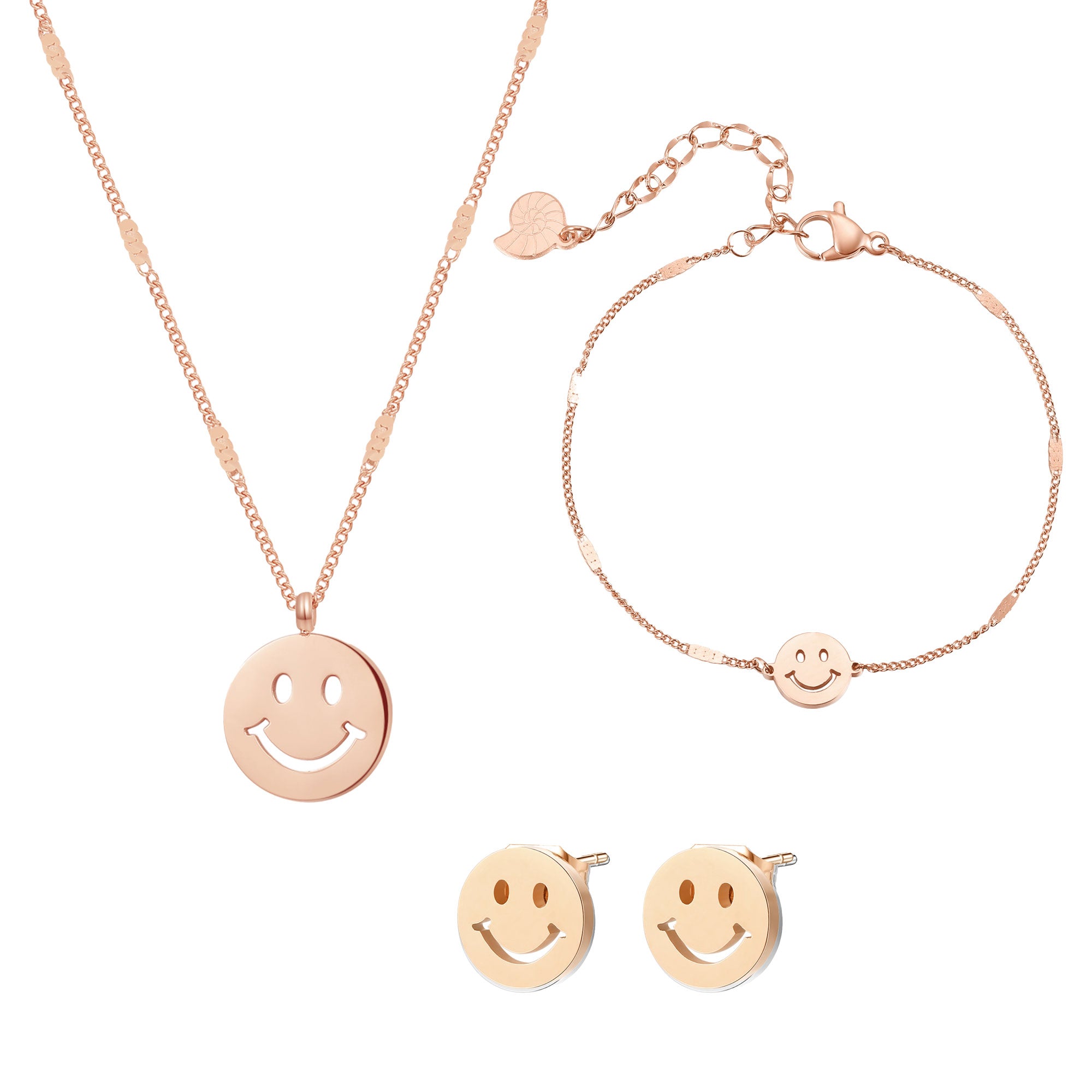Smiley Schmuckset in Rosegold